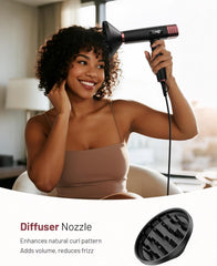 Travel Hair Dryer with Diffuser, 1875W Dual Voltage Ionic - Fast Drying & Frizz Control for Thick/Curly Hair, Lightweight Low Noise