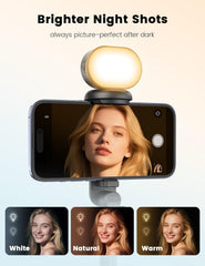 Selfie Stick Tripod with Light, Extendable Tripod Stand with Remote for Camera Phone Filming Vlogging, Travel Phone Tripod Compatible