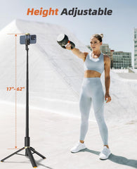 Selfie Stick with Remote, Portable, Lightweight for Video Recording Vlog, Extendable Travel Tripod Stand Compatible with iPhone