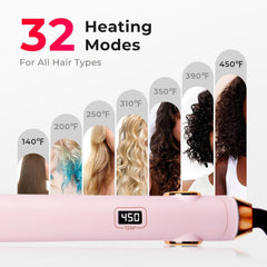 Flat Iron Hair Straightener and Curler 2 in 1 with 10s Fast Heating, 1 Inch Professional Titanium Straightening Curling Iron with 32 Adjustable Temp