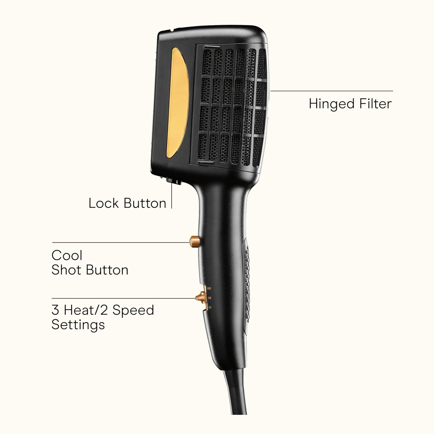 3-in-1 Styling Hair Dryer, 1875W Hair Dryer and 3 Attachments